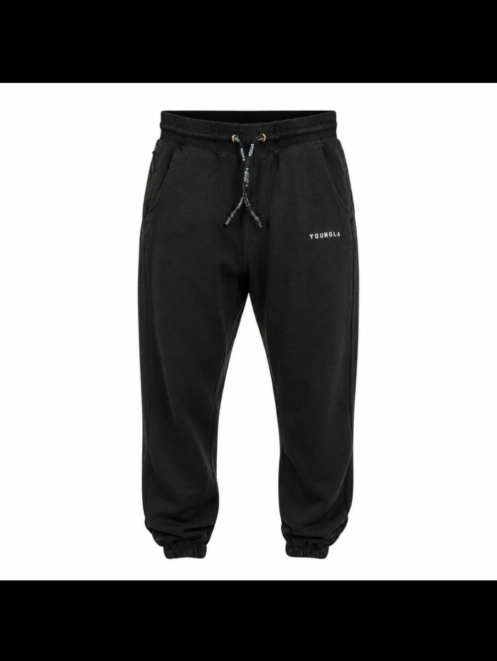 YOUNGLA Men's Black Drawstring Jogger Pants
